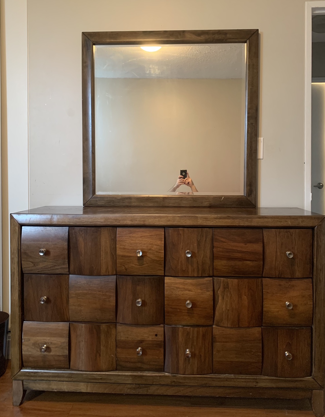 Bedroom Set with Dresser, Mirror, and Two Nightstands