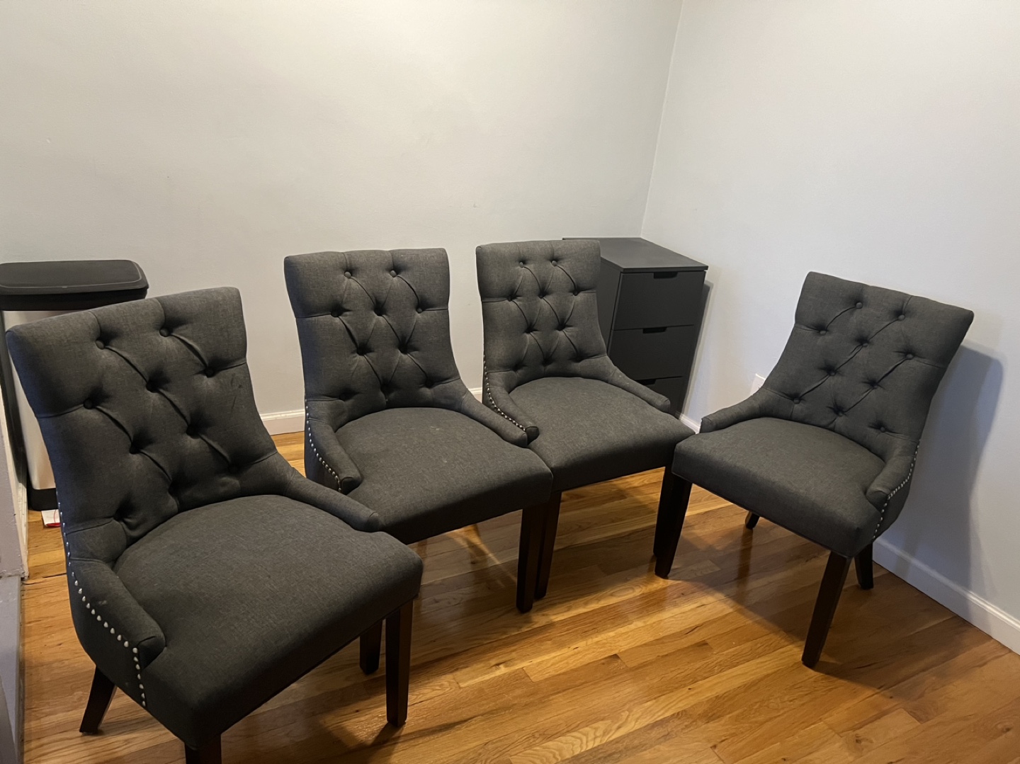 Set of 4 Grey Upholstered Dining Chairs