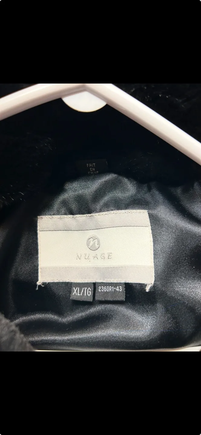 Nuage Black Faux Fur Coat with Leopard Trim image indicator(2)