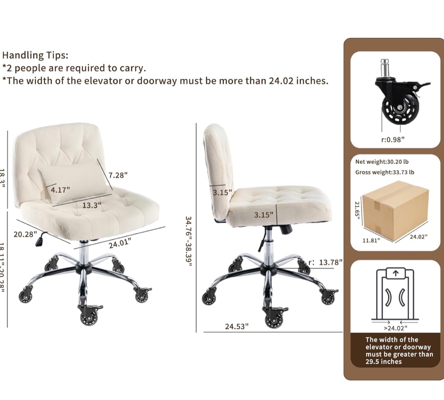 Office Chair with Wheels and Adjustable Height - photo 2