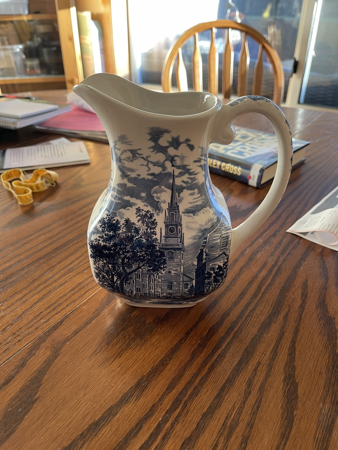 Blue and White Ceramic Pitcher- Liberty Blue