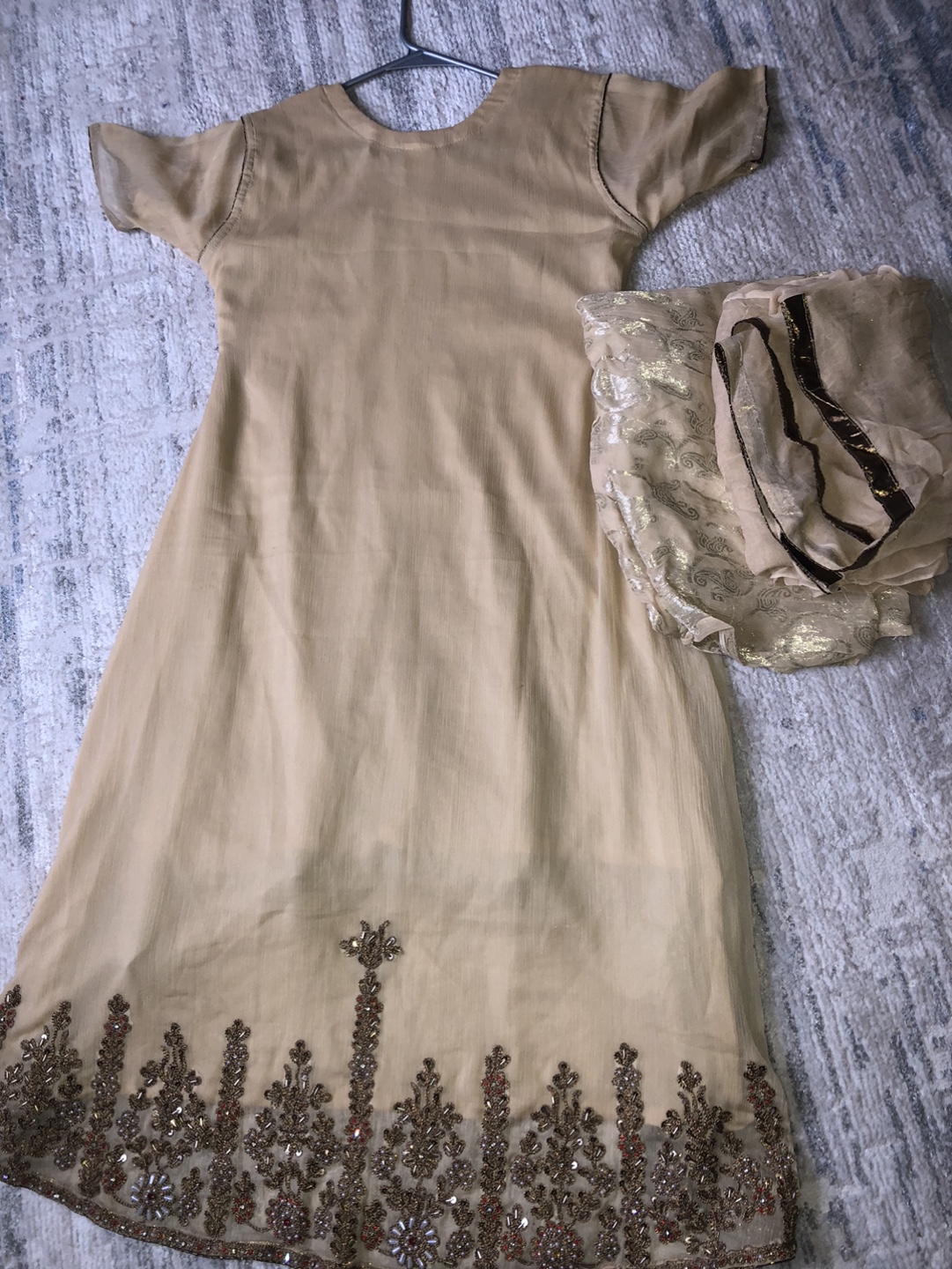 Beige Embroidered Salwar Kameez Suit