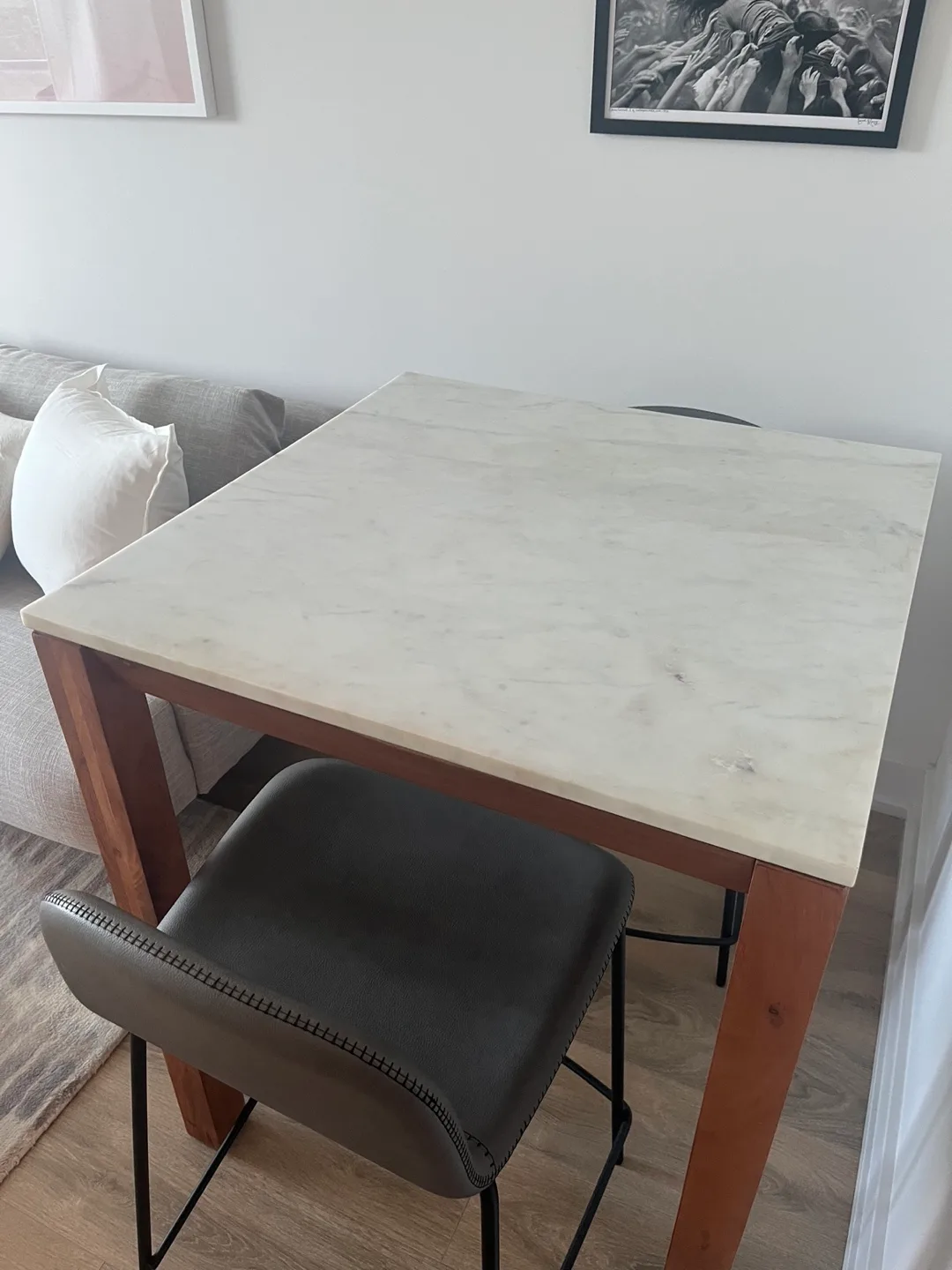 CB2 Marble and Wood High Top Table image indicator(5)