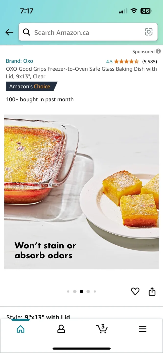 OXO Good Grips Freezer-to-Oven Safe Glass Baking Dish with Lid image indicator(5)