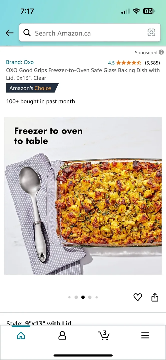 OXO Good Grips Freezer-to-Oven Safe Glass Baking Dish with Lid image indicator(3)