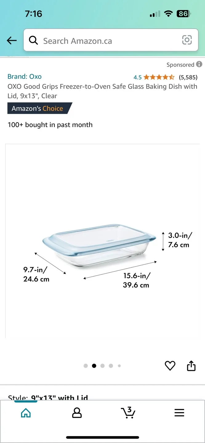 OXO Good Grips Freezer-to-Oven Safe Glass Baking Dish with Lid image indicator(2)