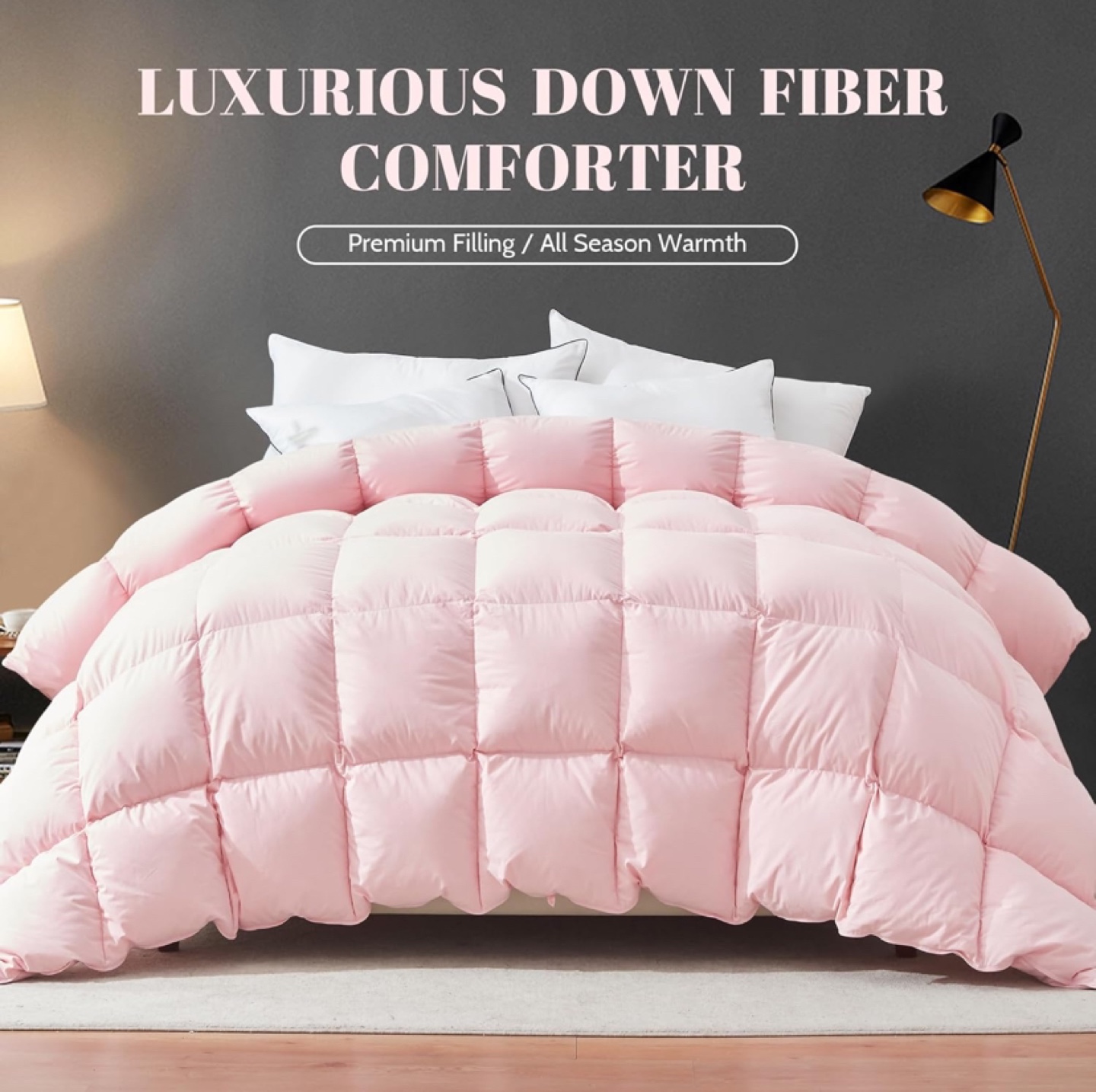 Pink Down Fiber Comforter king size - New