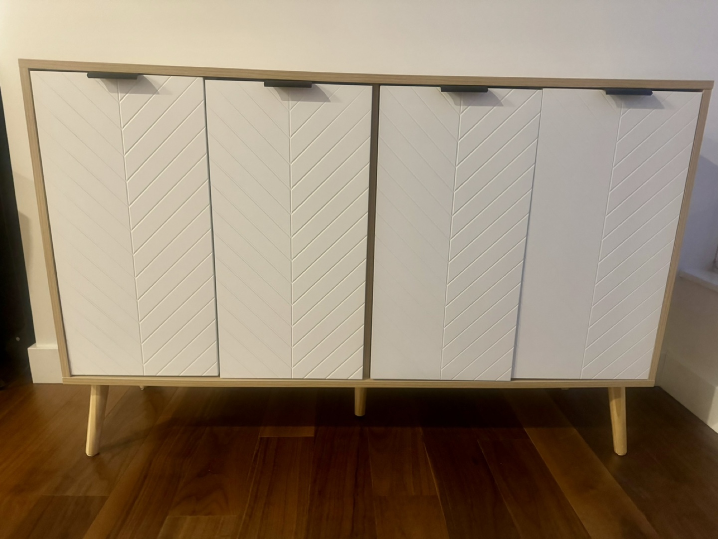 White & Wood 4 Door Cabinet