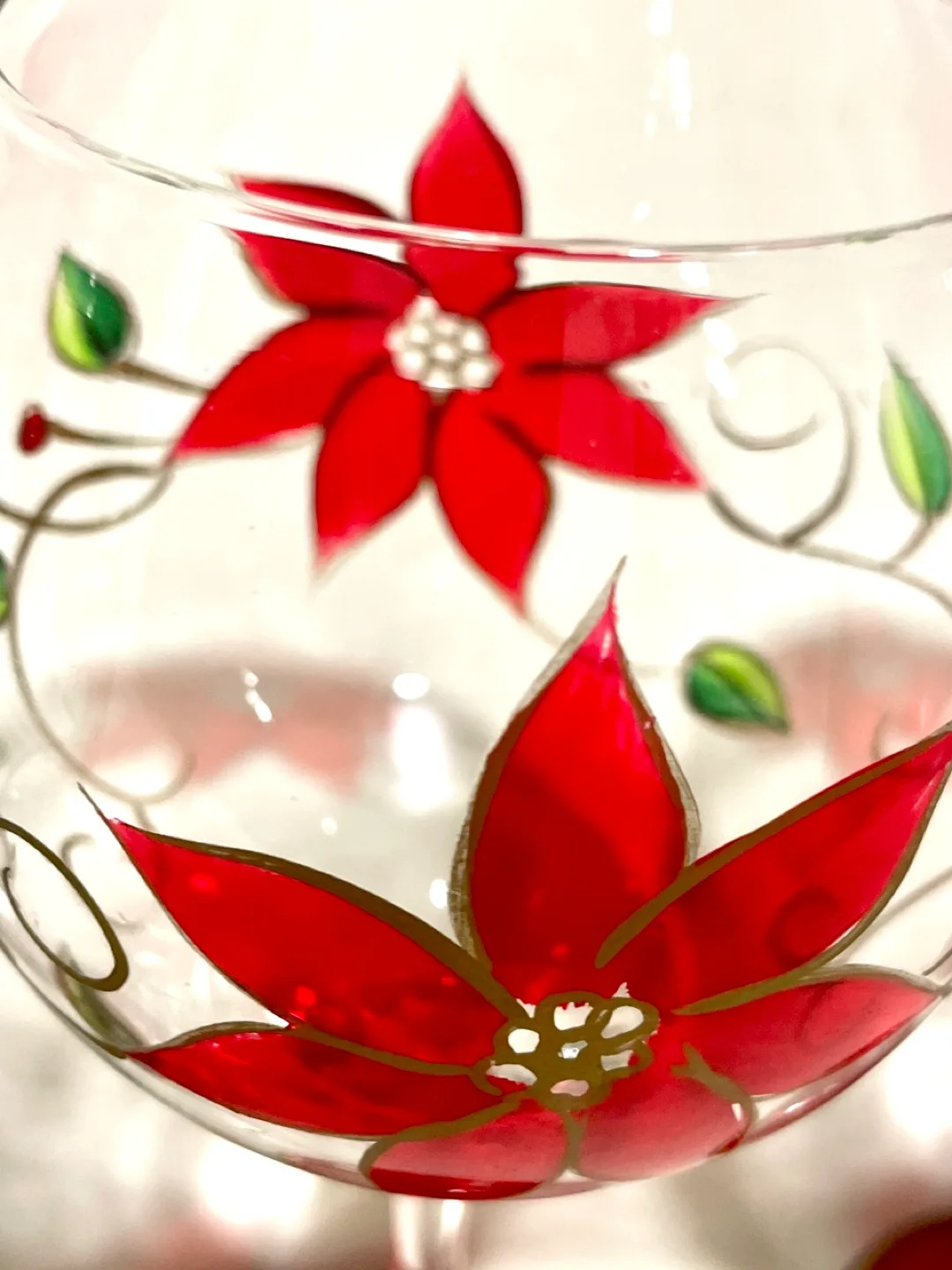Set of 4 Hand Painted Christmas Wine Glasses image indicator(6)