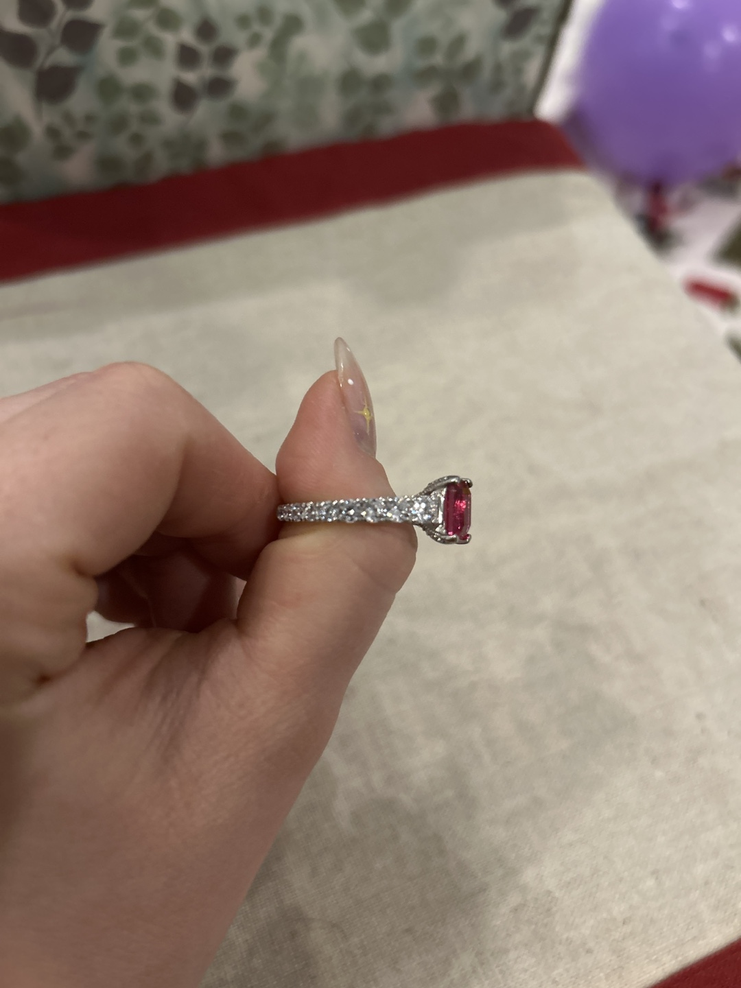 Red Gemstone Ring Charmed Aroma - photo 3