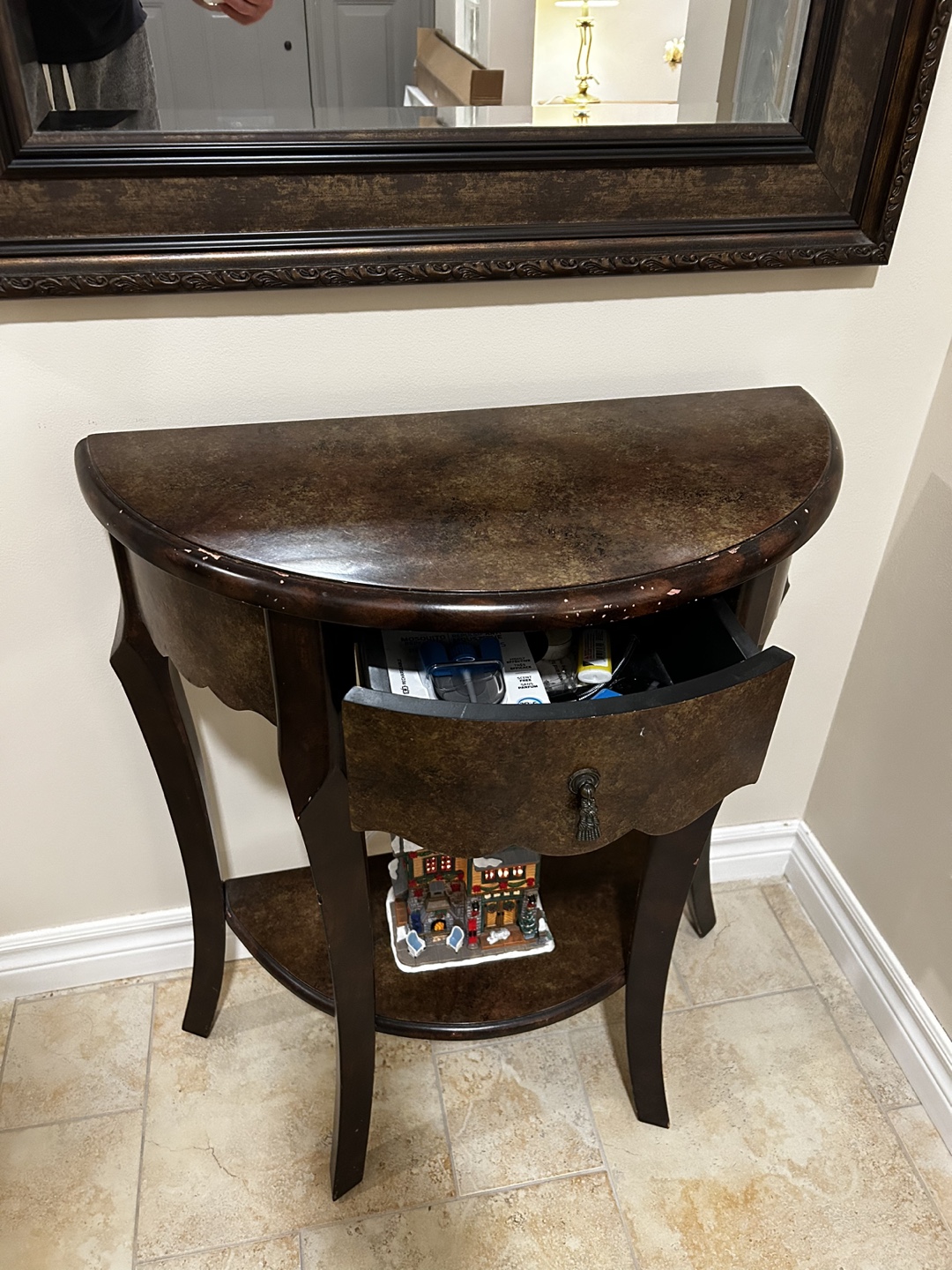 Console table with one drawer with matching mirror - photo 3