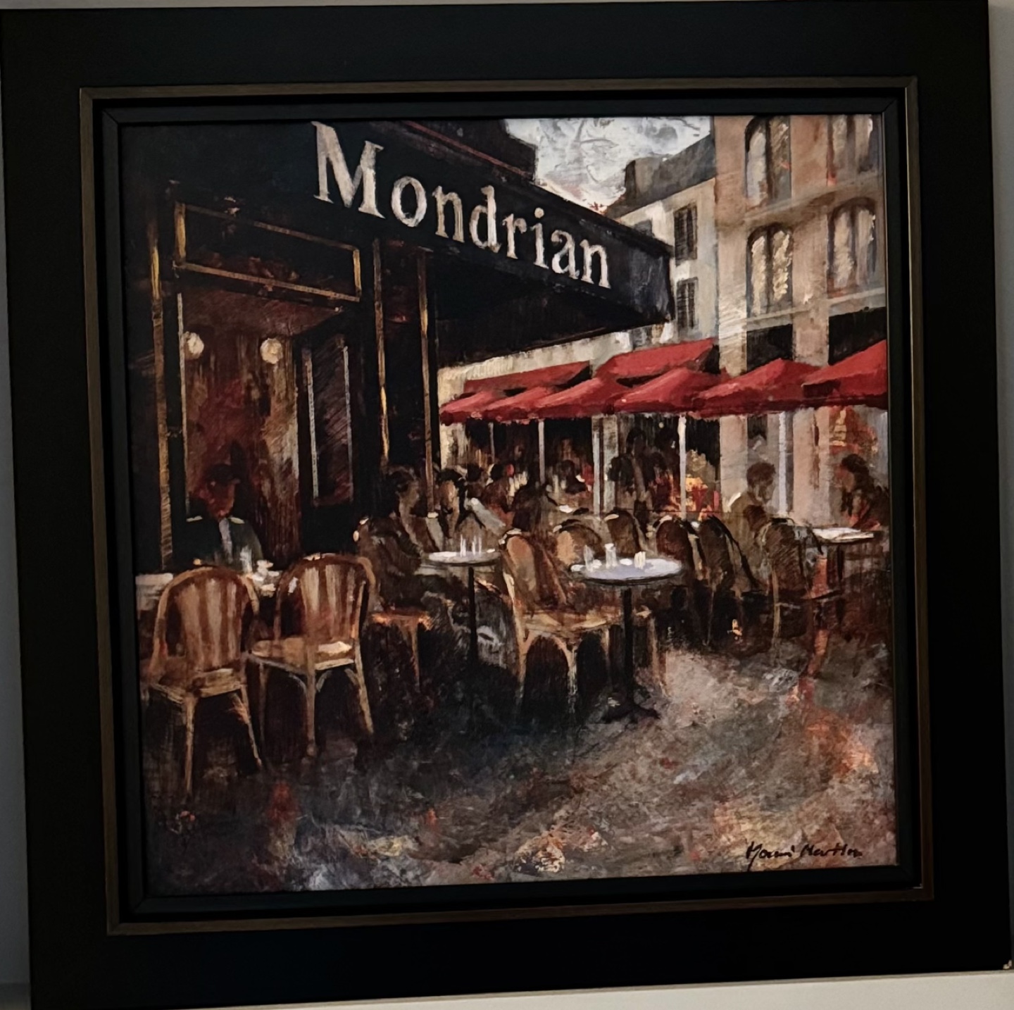 Framed Painting of a Parisian Cafe - photo 2