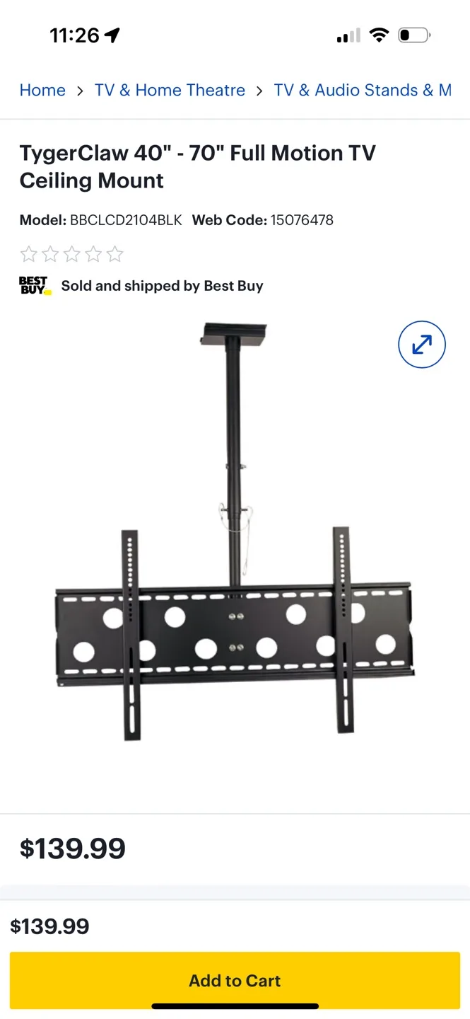 TygerClaw 32"-63" Full Motion TV Ceiling Mount image indicator(3)