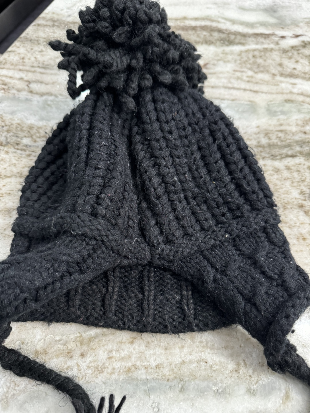 Black Knit Beanie with Pom Pom and Rhinestones - photo 5