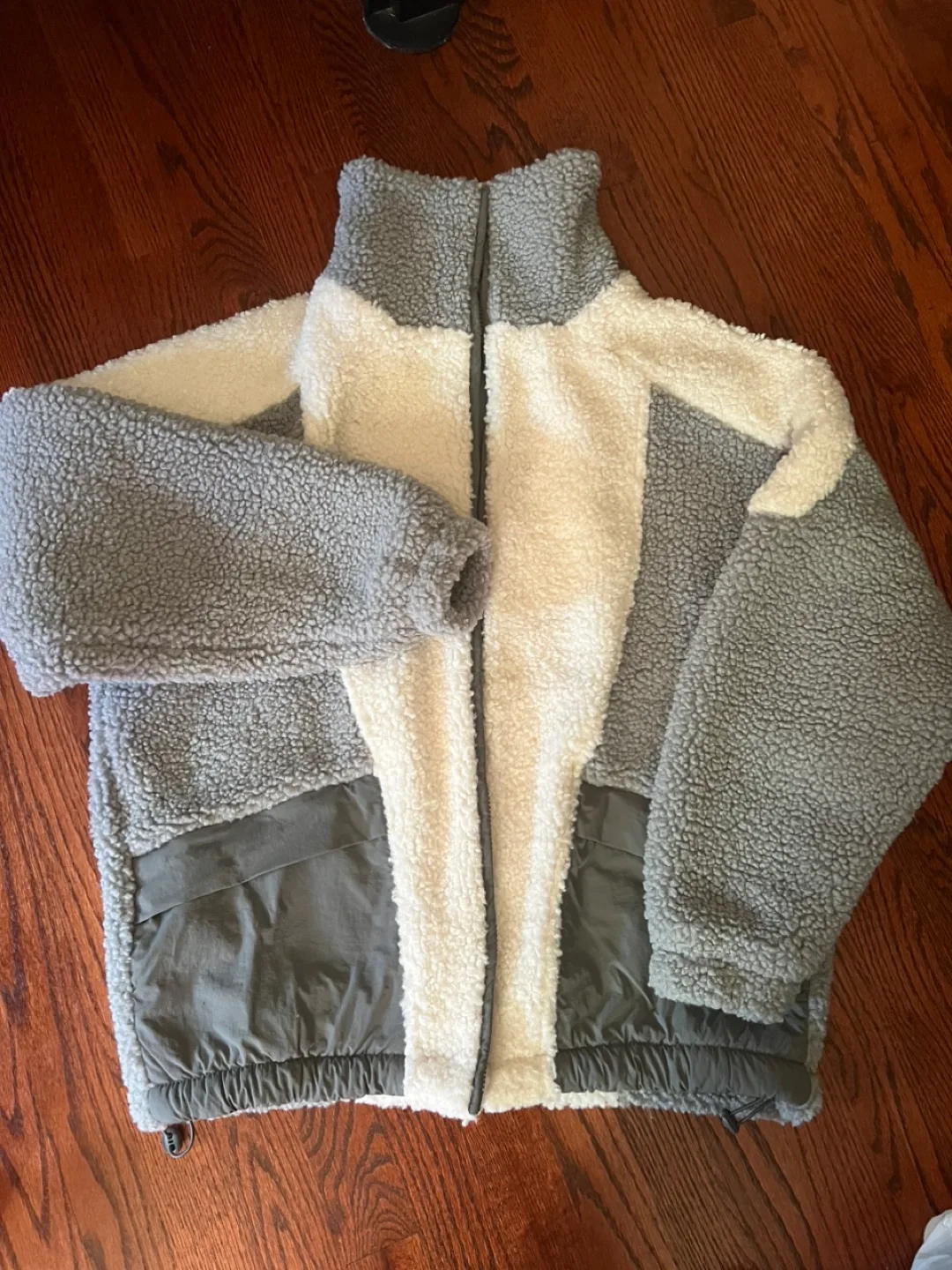 Zara Gray and White Sherpa Jacket thumbnail