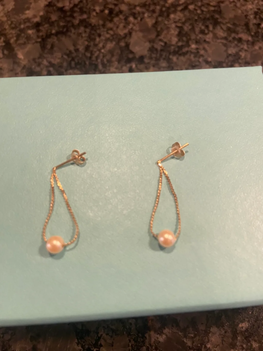 10k Gold Pearl Drop Earrings image indicator(3)