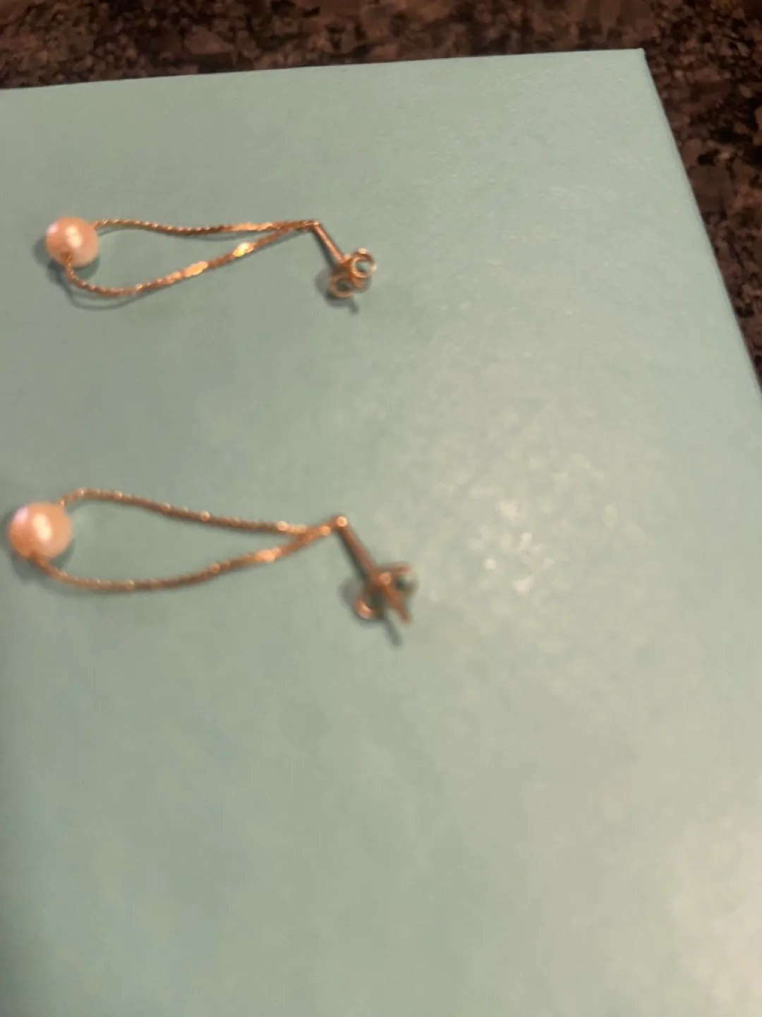 10k Gold Pearl Drop Earrings image indicator(2)