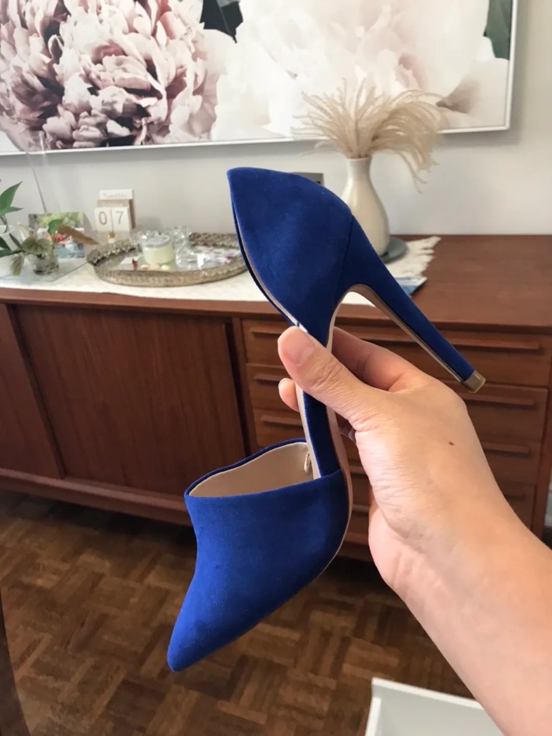 Zara Basic Blue Suede Heels image indicator(3)