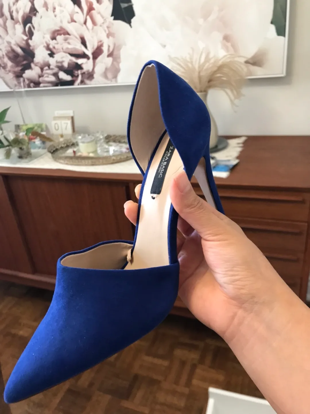 Zara Basic Blue Suede Heels image indicator(4)
