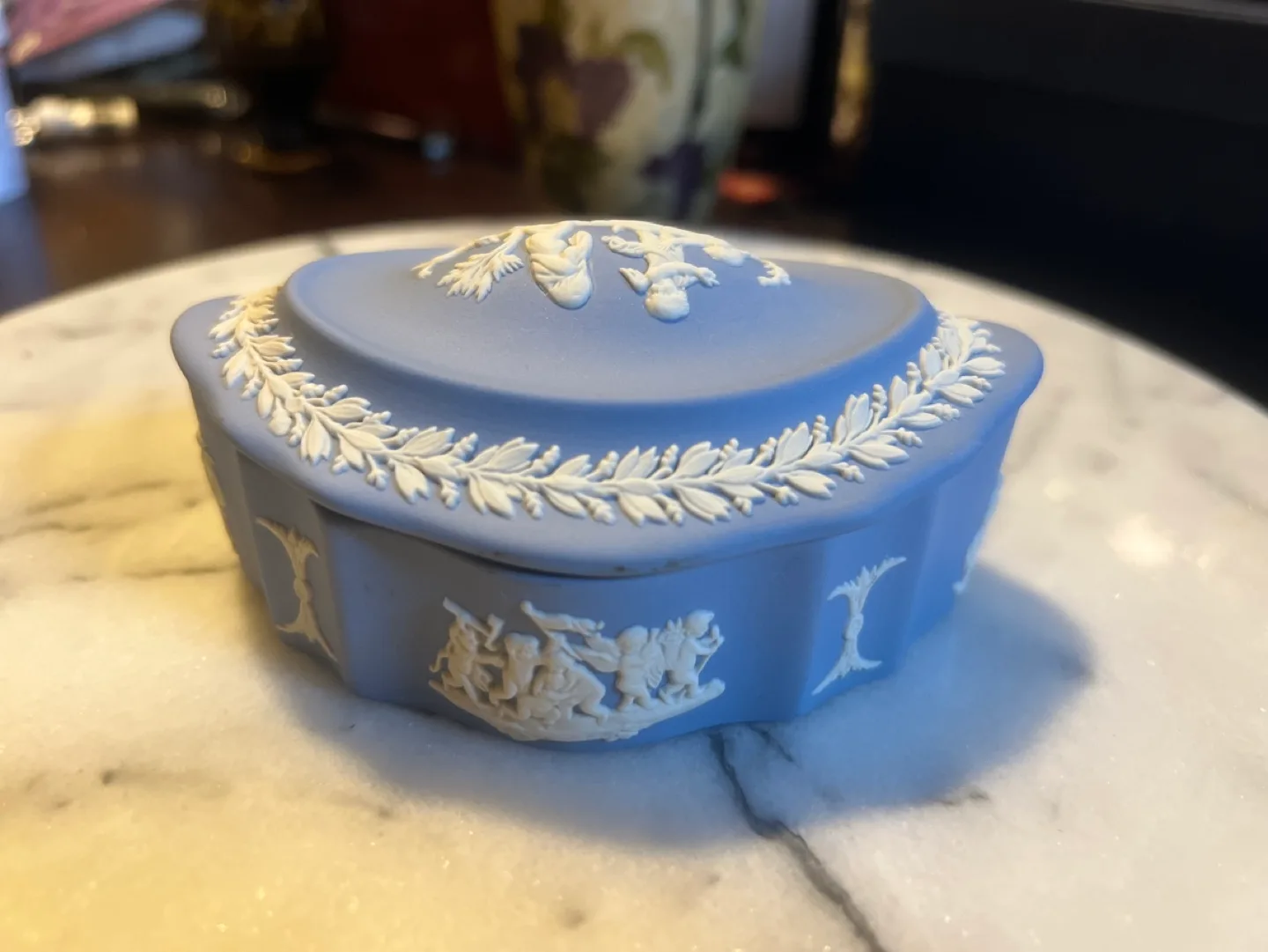 Wedgwood Blue Jasperware Lidded Trinket Box image indicator(2)