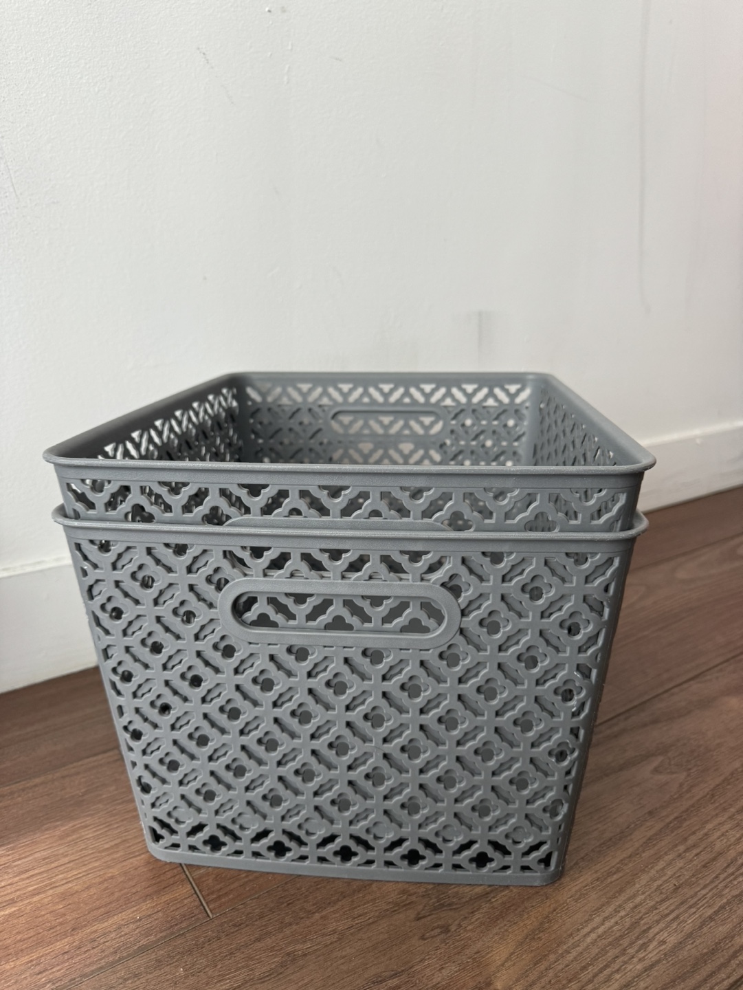 BINO Plastic Storage Baskets, Grey, 2 Pack, Large - photo 2