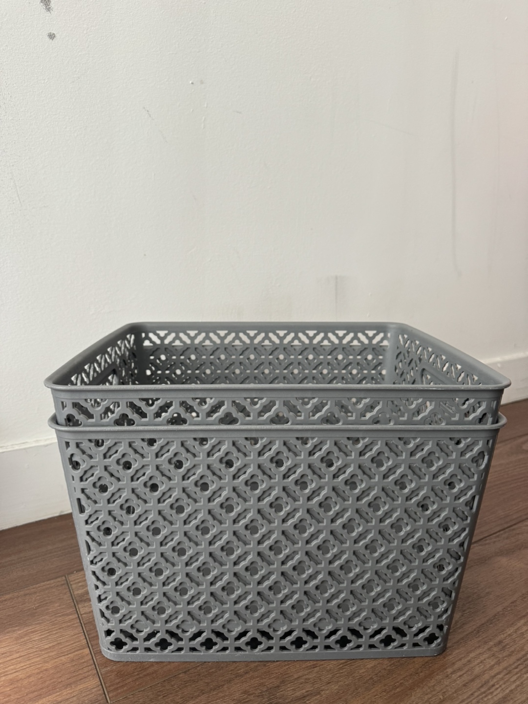 BINO Plastic Storage Baskets, Grey, 2 Pack, Large