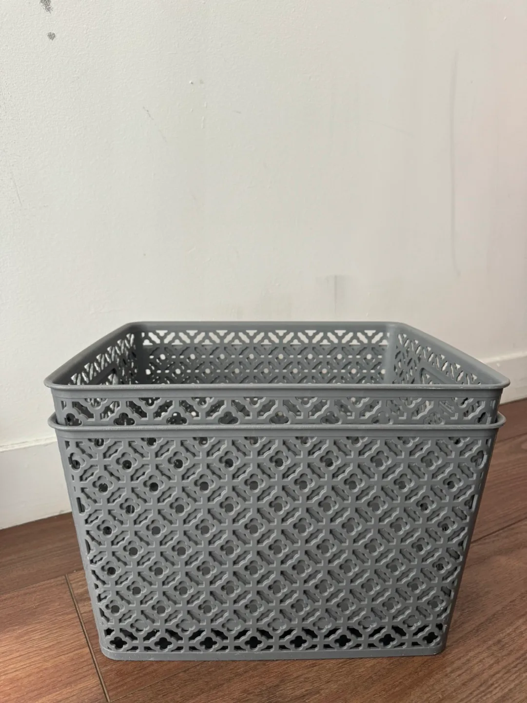 BINO Plastic Storage Baskets, Grey, 2 Pack, Large thumbnail
