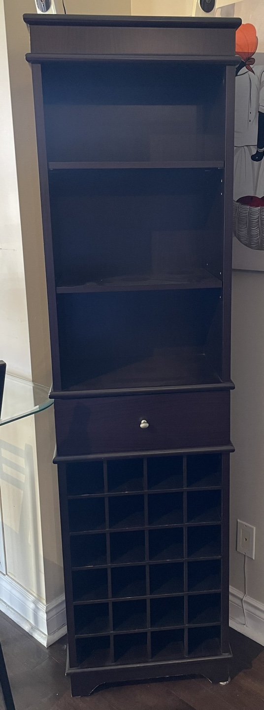 Bar cabinet - dark brown. Perfect for small spaces.