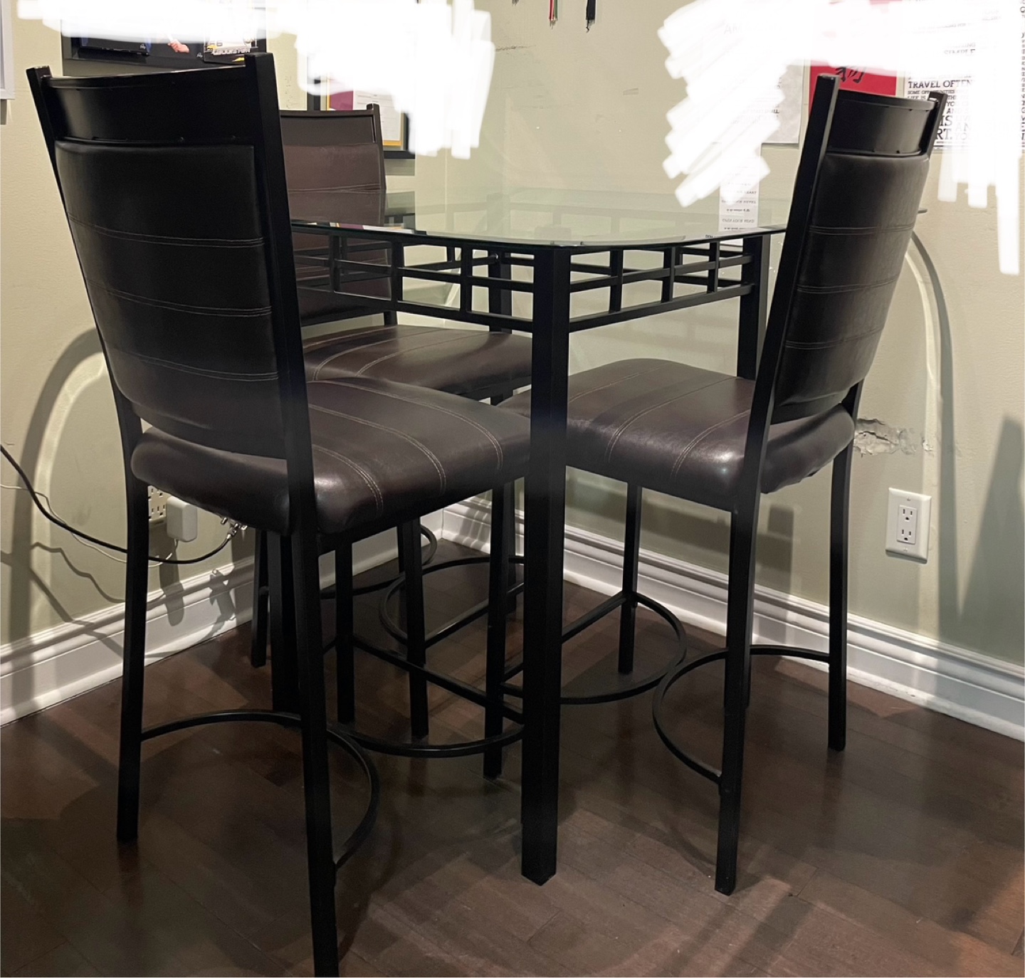 Glass Top Table and 3 Chairs