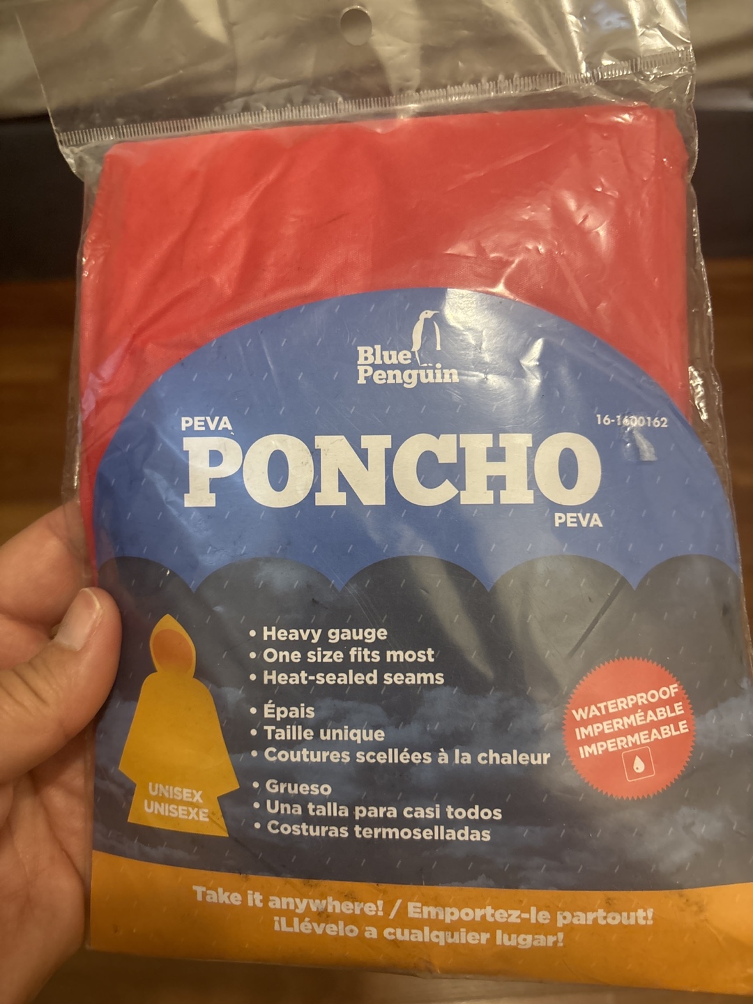 Blue Penguin PEVA Poncho red #freecycle