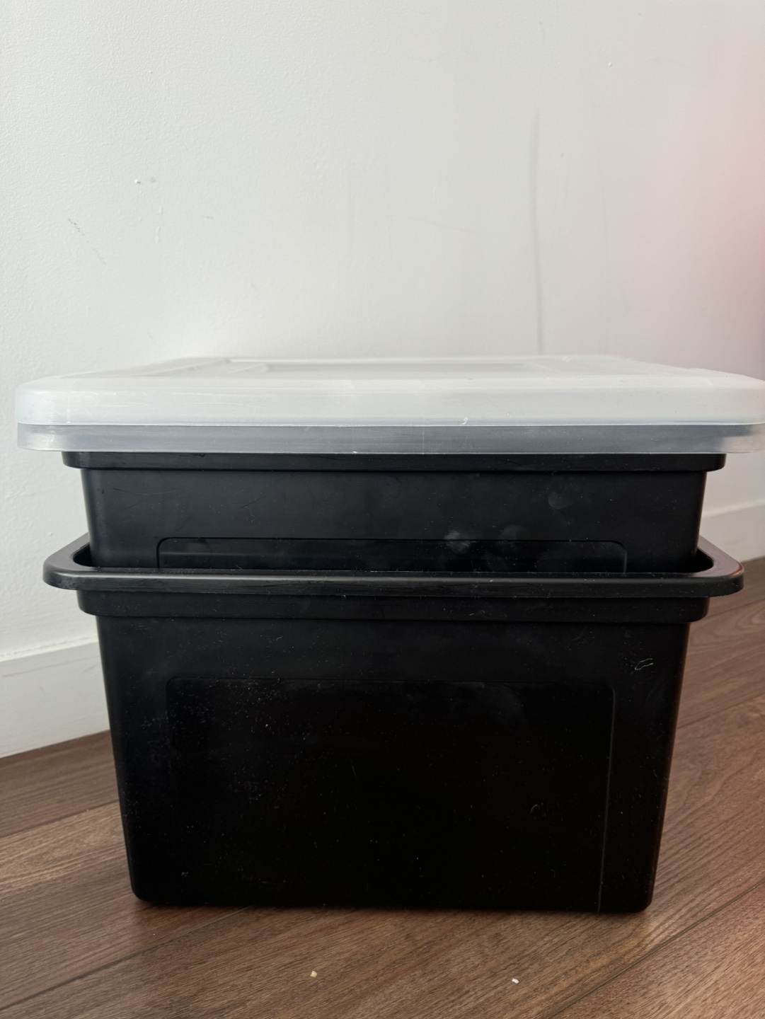 Black Plastic Storage Bins with Lids - photo 2
