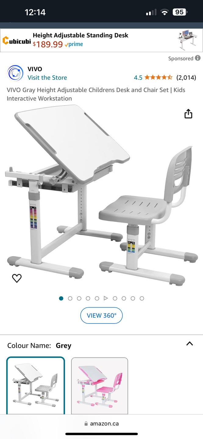 Vivo adjustable kids Desk and Chair