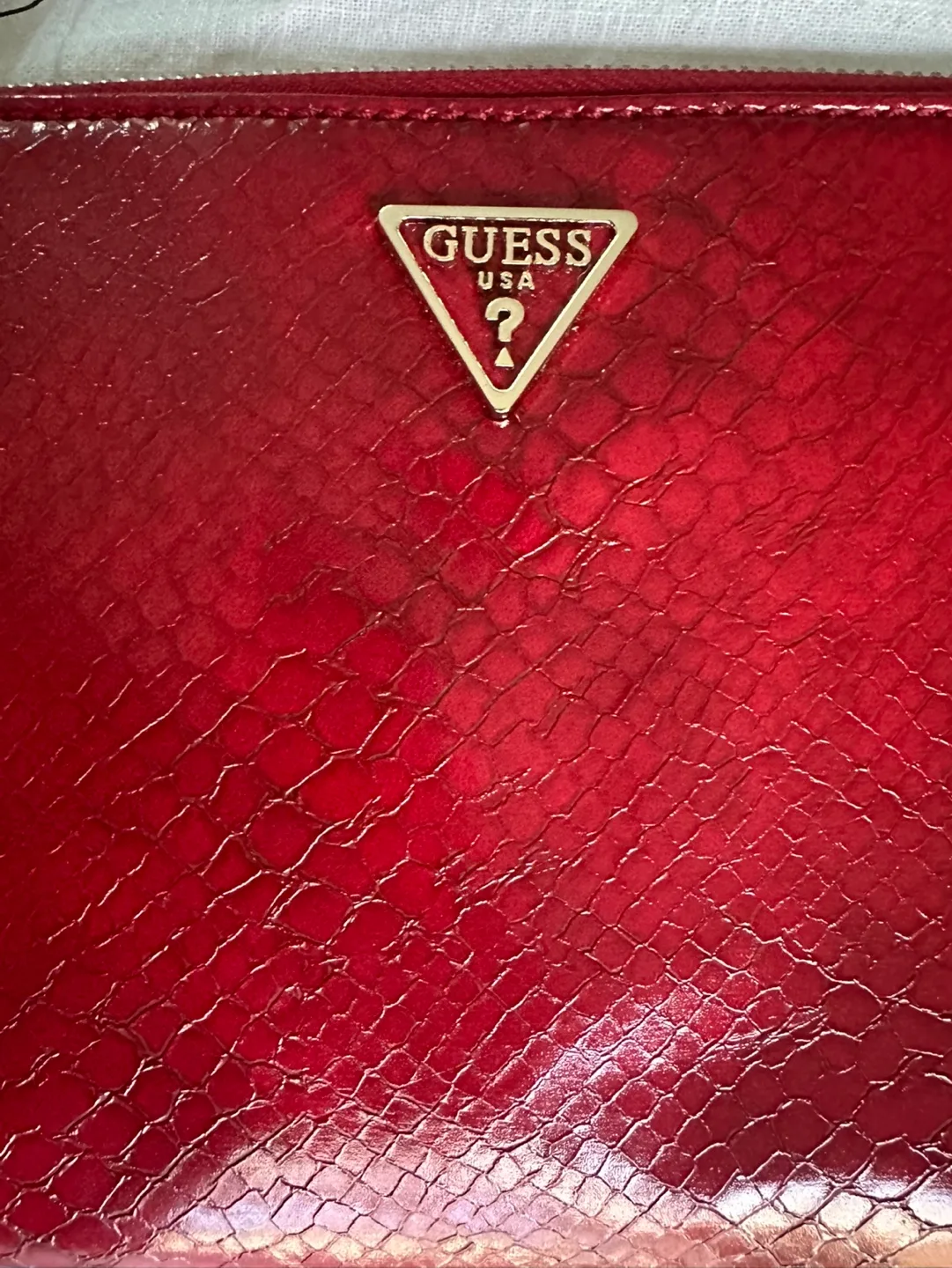 Guess Red Snake Embossed Clutch thumbnail
