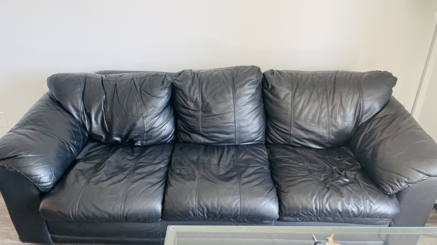 Black Leather Sofa - photo 2