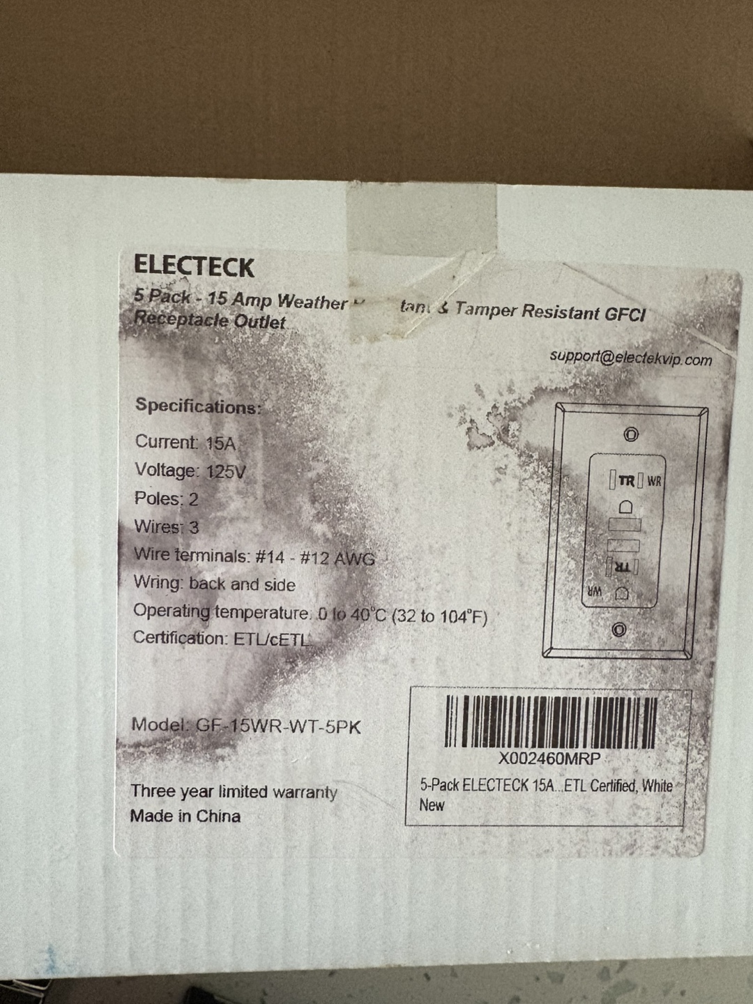 4 Pack - 15 Amp Weatherproof Resistant GFCI Receptacle Outlet - photo 2