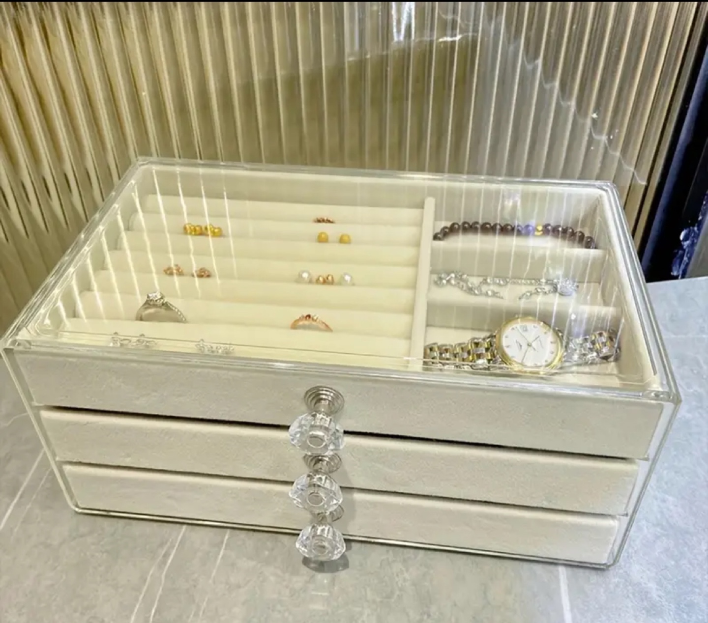 BNIB 3-Tier Acrylic Jewelry Organizer with Drawers - photo 4