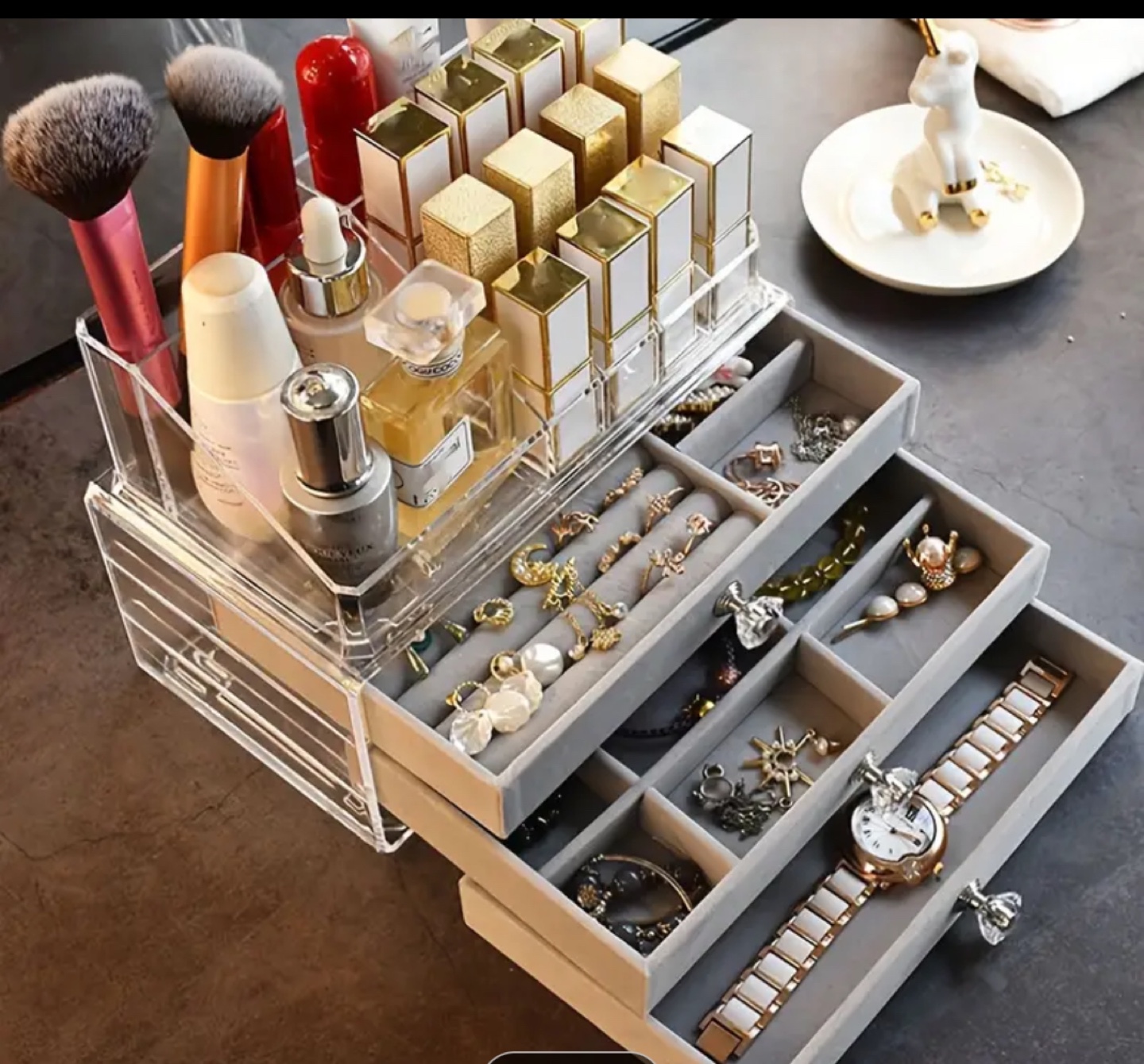 BNIB 3-Tier Acrylic Jewelry Organizer with Drawers - photo 3