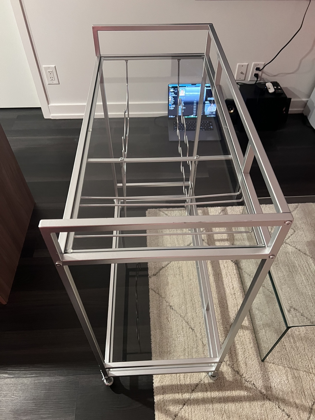 Silver Bar Cart with Wine Rack - photo 2