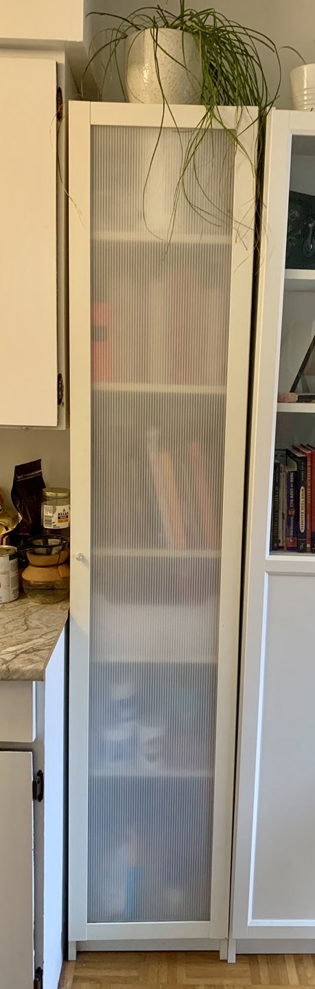 White Kitchen Cabinet with Frosted Door