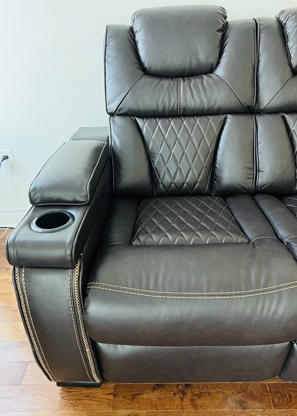 Brown Leather Power Recliner Sofa