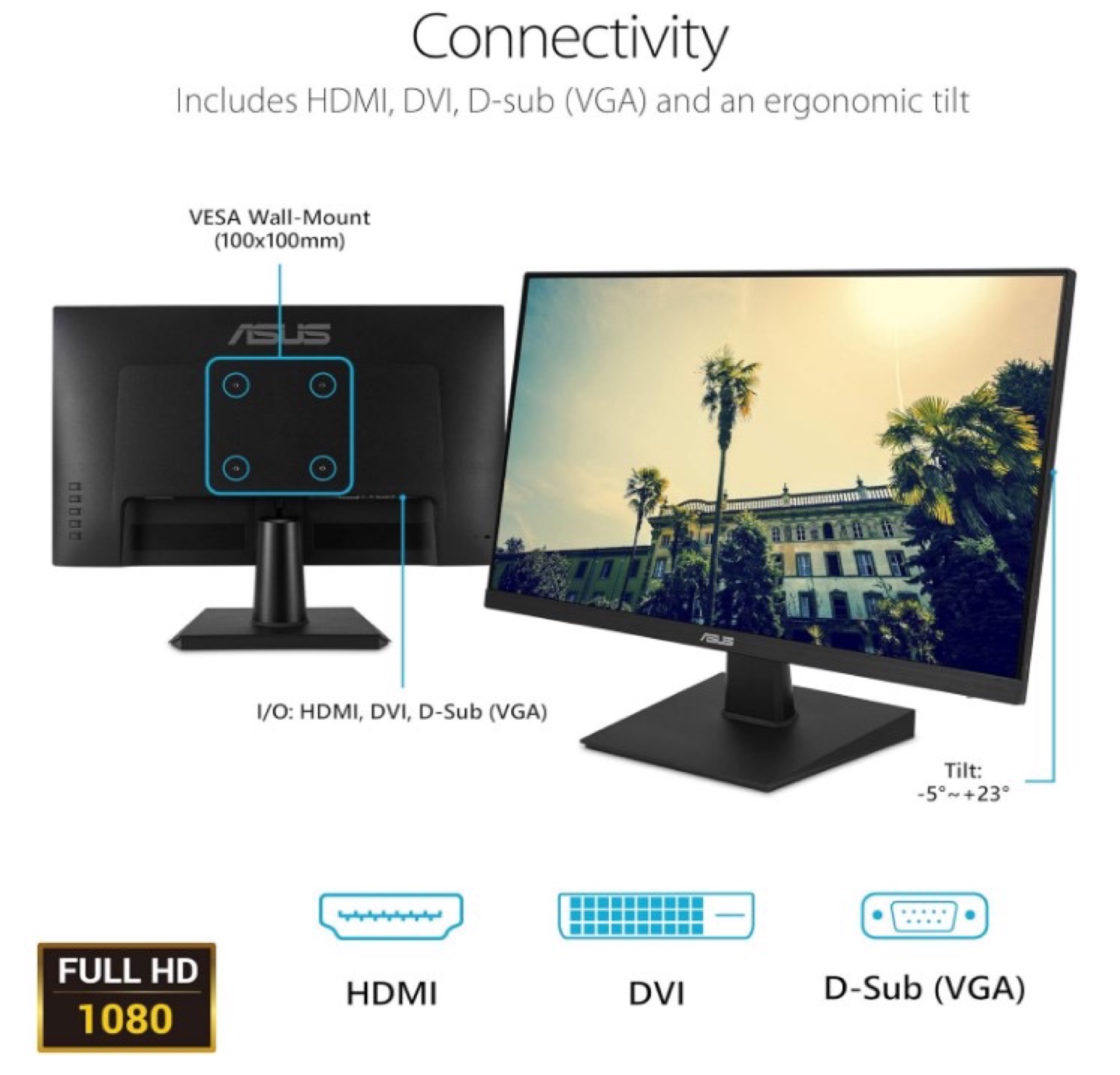 ASUS VA24EHE 23.8” monitor with connection cable - photo 3