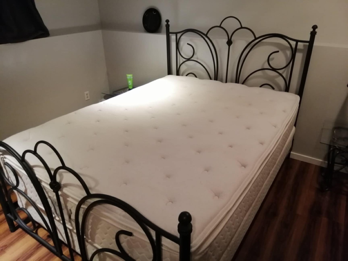 Black Metal Queen-Sized Bed Frame, Mattress - photo 2
