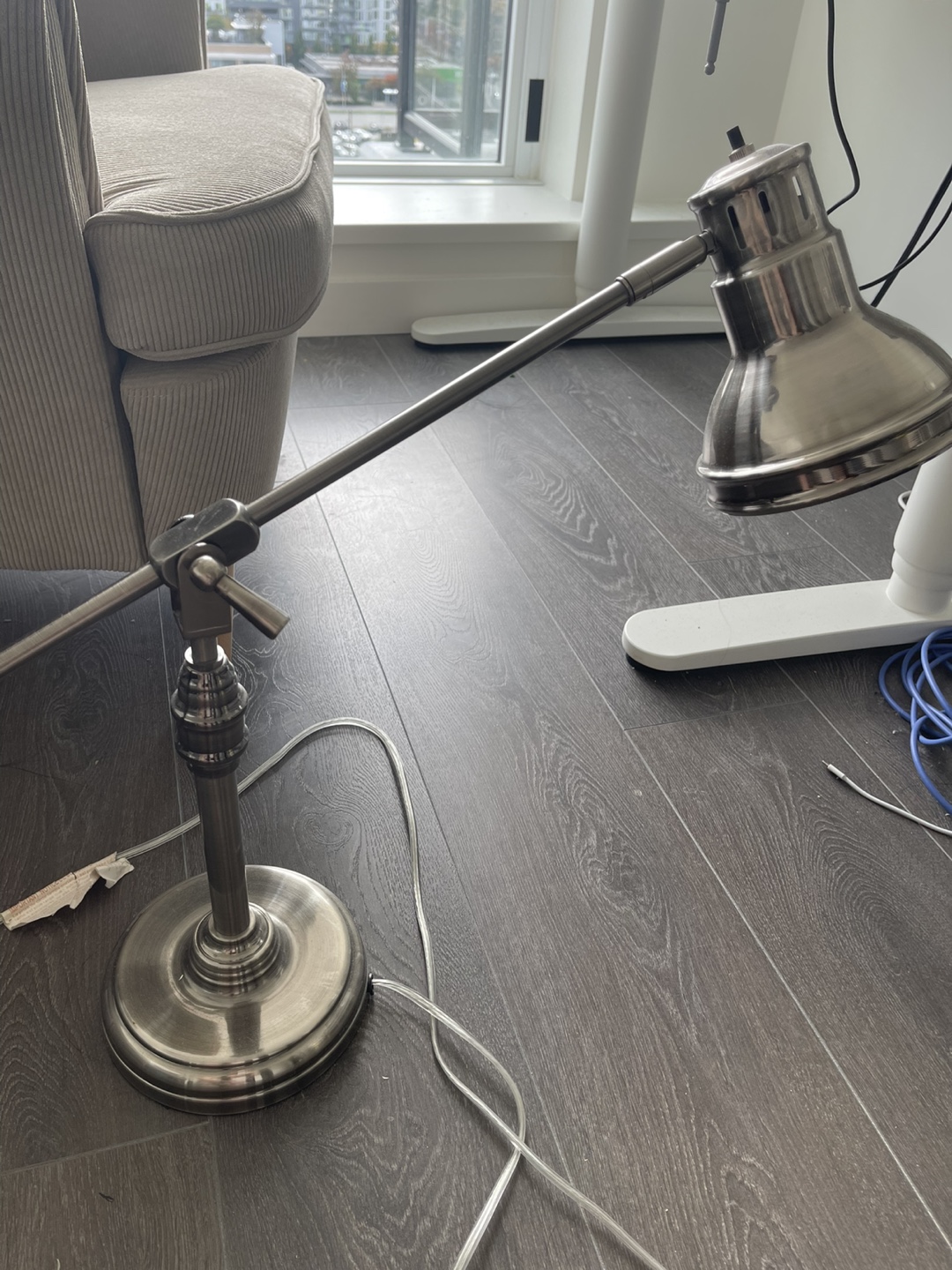 Silver Desk Lamp with Adjustable Arm