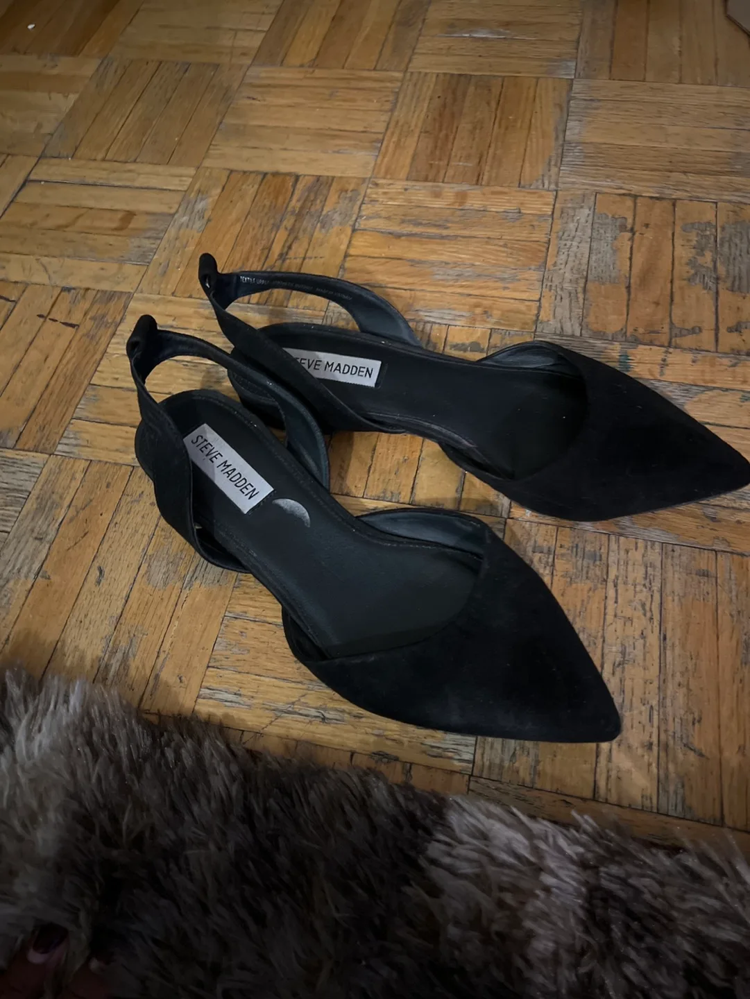Steve Madden Black Suede Slingback Heels thumbnail
