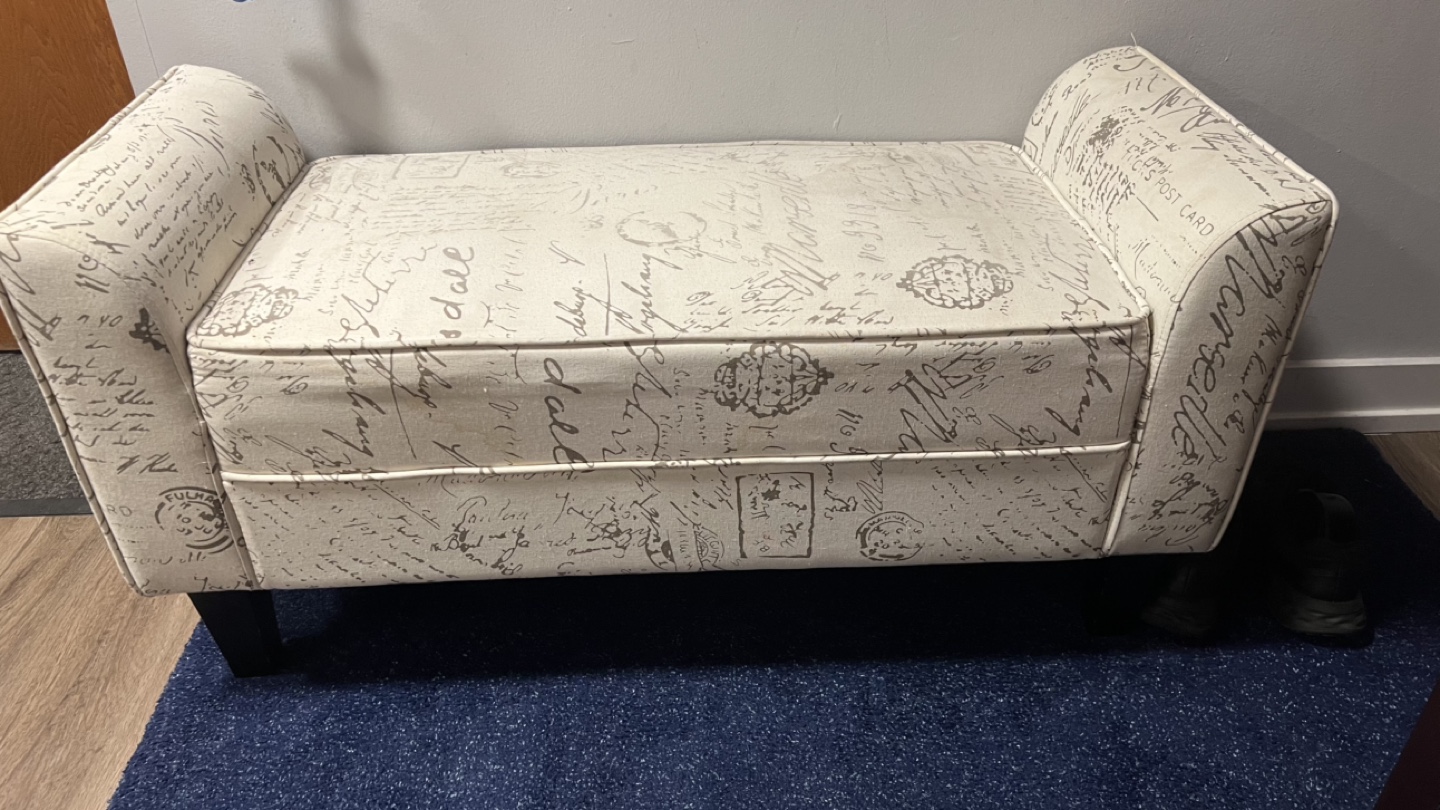 White Fabric Ottoman Bench - photo 2