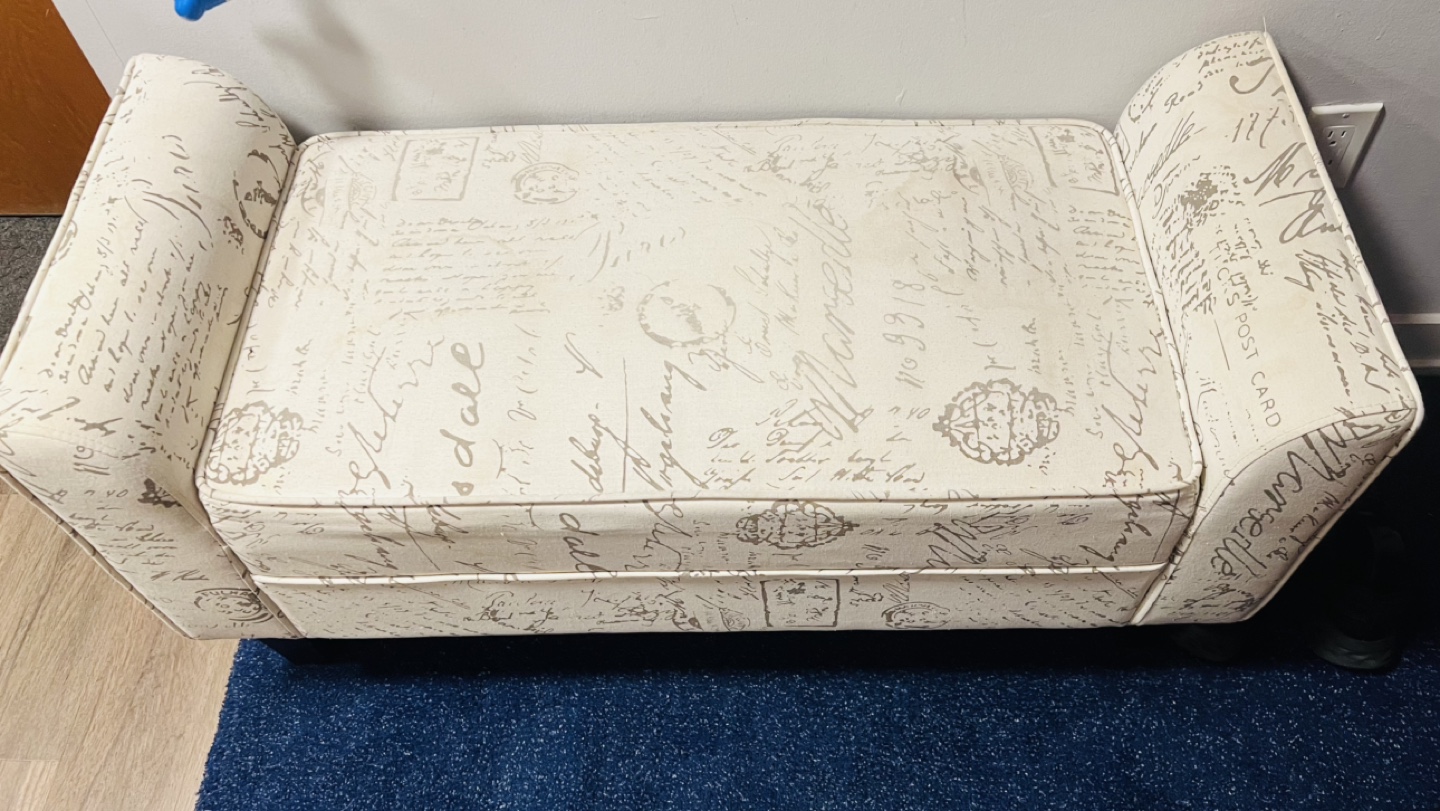 White Fabric Ottoman Bench