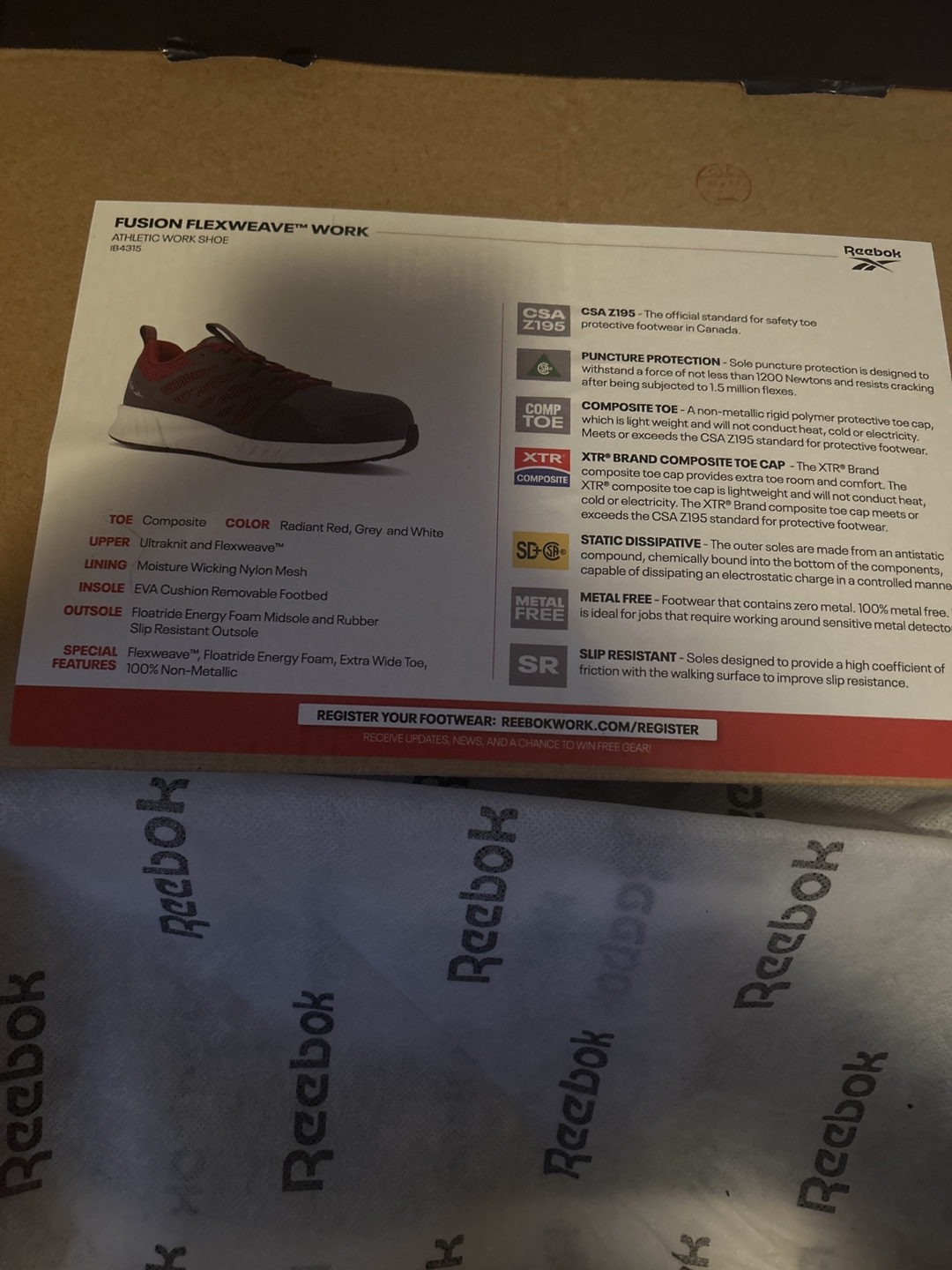 Reebok Fusion Flexweave Work Athletic Work Shoe Size 10 - photo 3