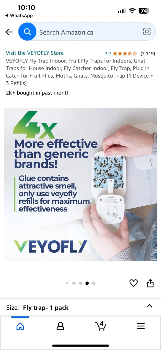 VEYOFLY Fly Trap Indoor, Fruit Fly Traps (1 Device + 3 Refills) image indicator(5)