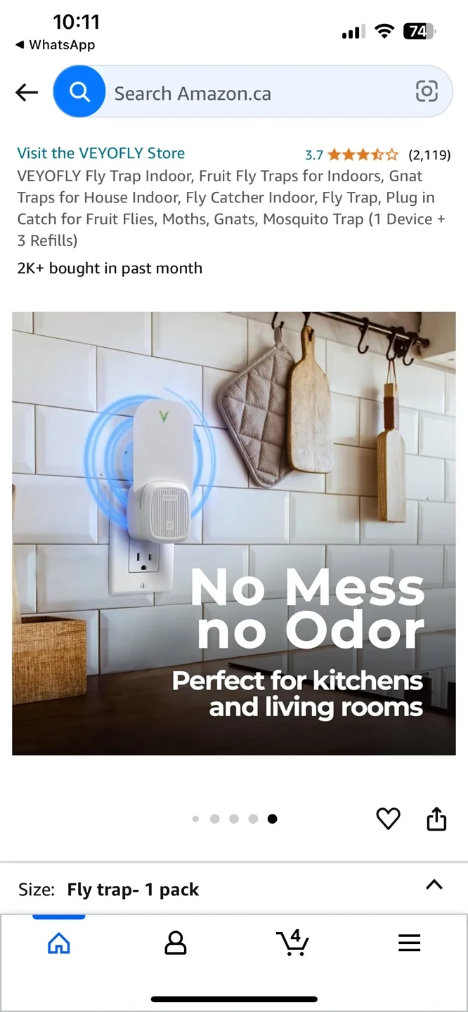 VEYOFLY Fly Trap Indoor, Fruit Fly Traps (1 Device + 3 Refills) image indicator(6)