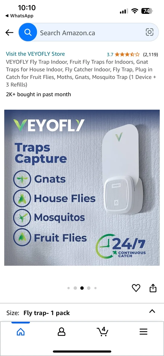 VEYOFLY Fly Trap Indoor, Fruit Fly Traps (1 Device + 3 Refills) image indicator(2)